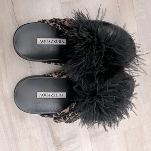 Aquazzura feather slides size 6.5 brand new worn twice